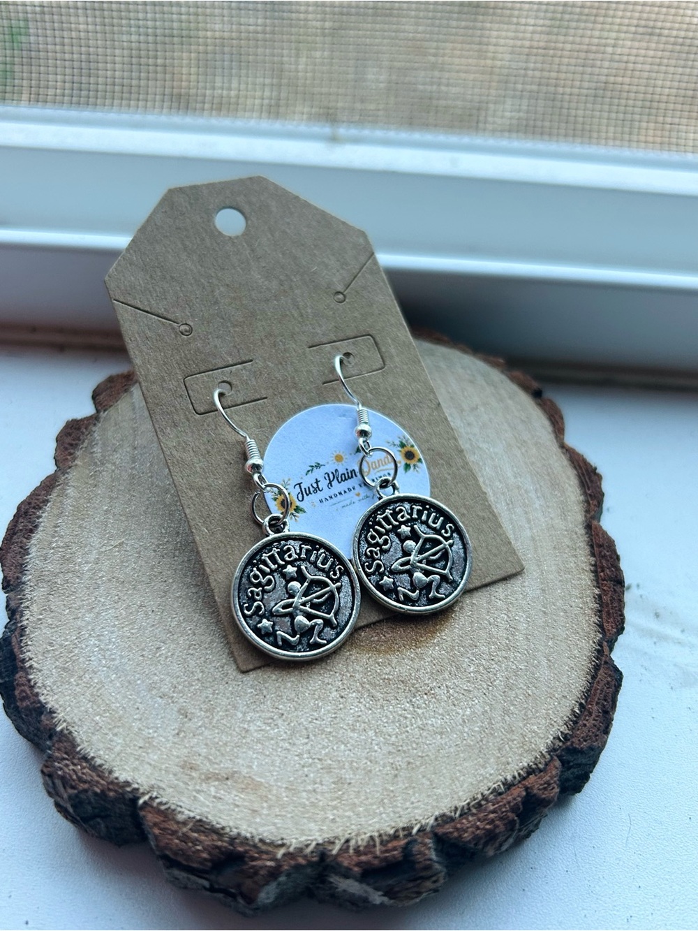 Silver Sagittarius Zodiac Earrings Horoscope Astrology Jewelry